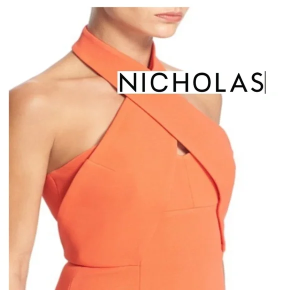 nicholas orange dress Nicholas one-shoulder belted-waist Maxi Dress | Orange